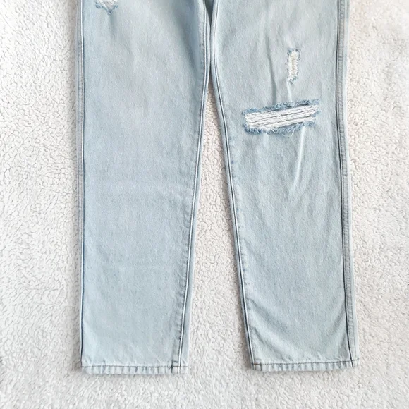 REVICE High Rise Distressed Bum Slit Straight Leg Boyfriend Jeans Size 32 - Picture 4 of 7